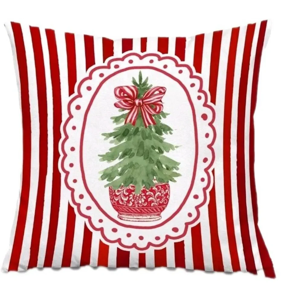 2 Pk Christmas Chinoiserie Tree Gifts Pillow Covers 18x18, Christmas Tree